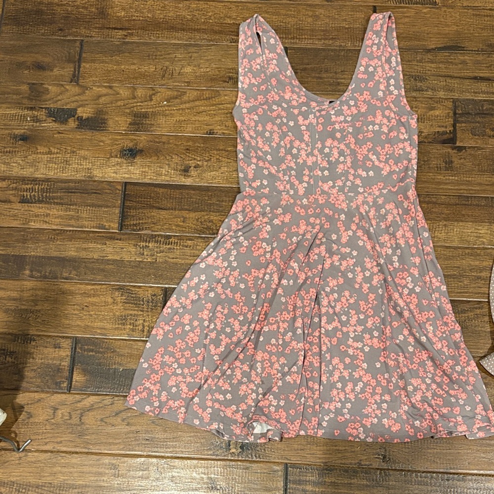 Free People Pink and Gray Floral Dress